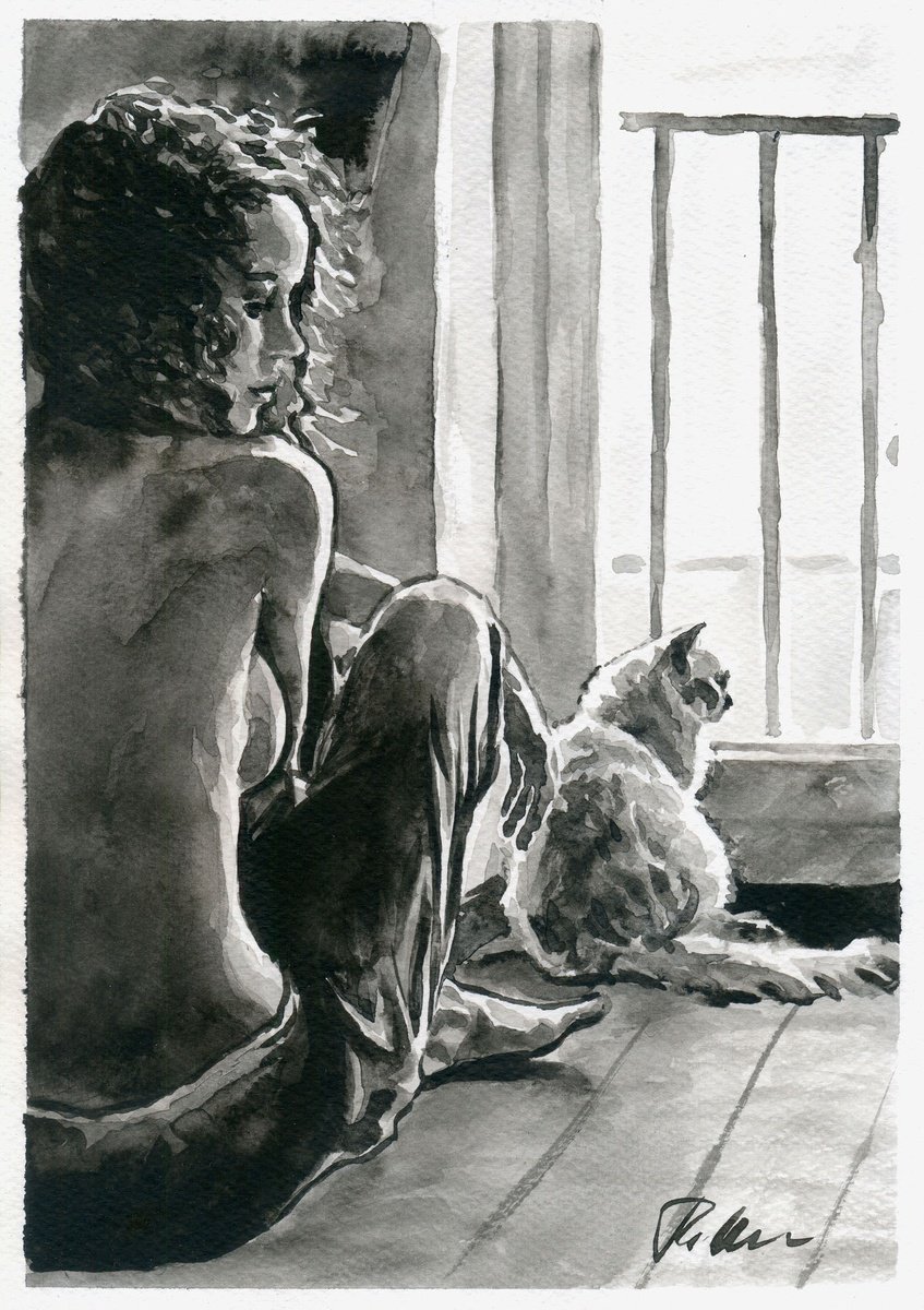 Urban And Pop Animal Ink Drawing By Tashe, 8 X 12", Friends Will Be Friends, Original Artwork