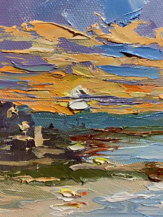 Seagulls over the tide.