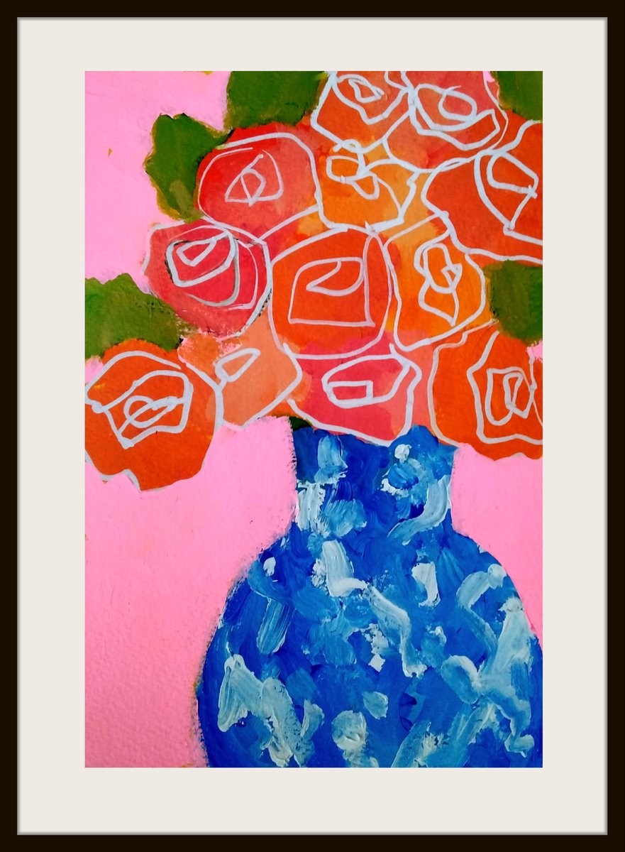 Roses in a Chinese Vase III by Jan Rippingham
