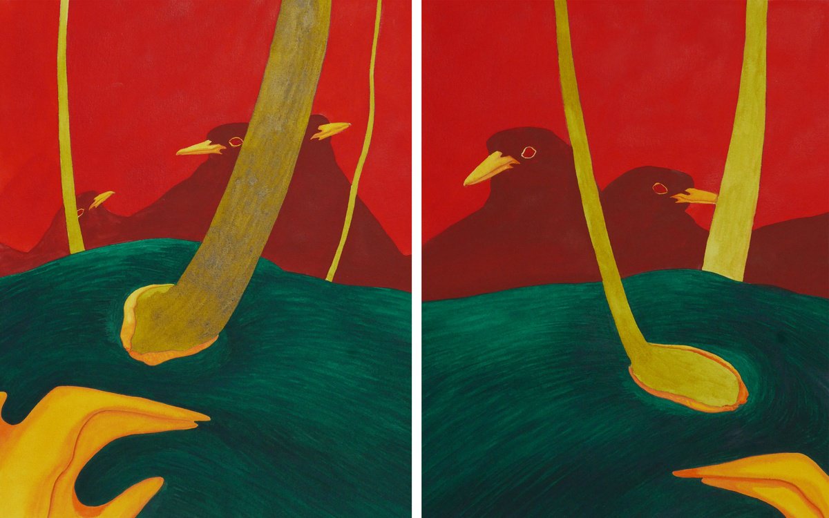 Impressionistic Animal Watercolour By Karina Danylchuk, 19 X 12", Diptych Dance, Original Artwork