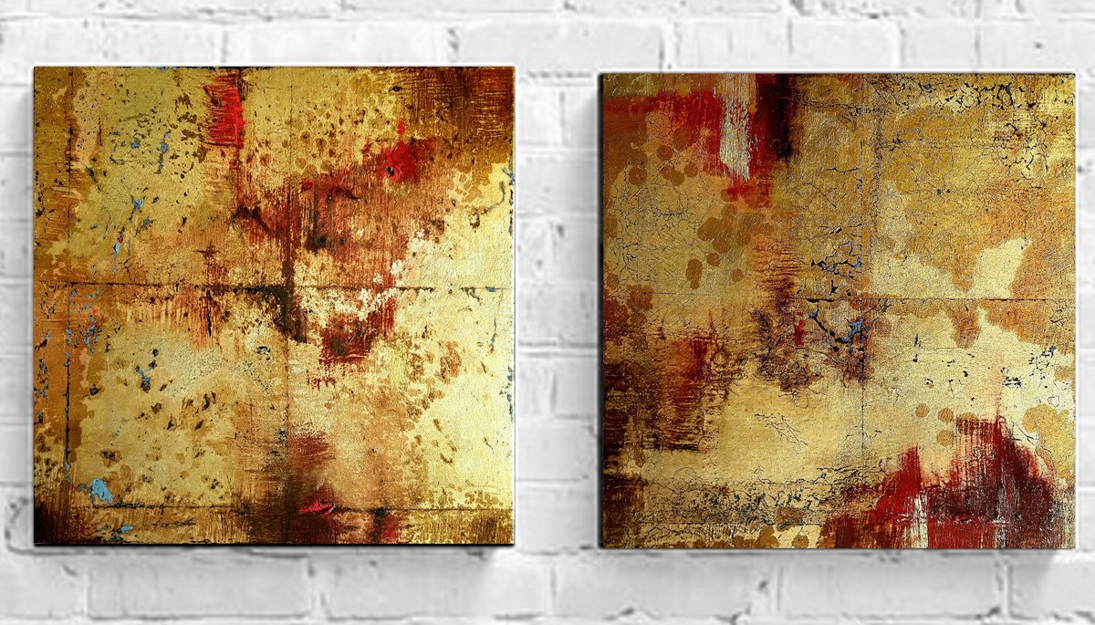 Gold abstract painting #0014 by Olena Topliss