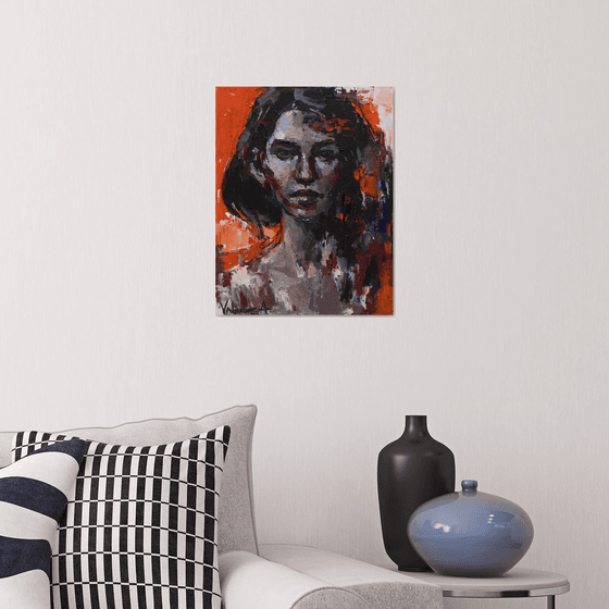 Abstract woman portrait Original acrylic painting