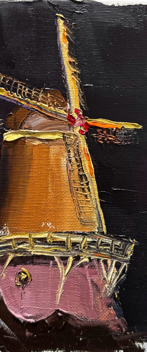 Windmill at night. Plein Air by Dmitry Fedorov