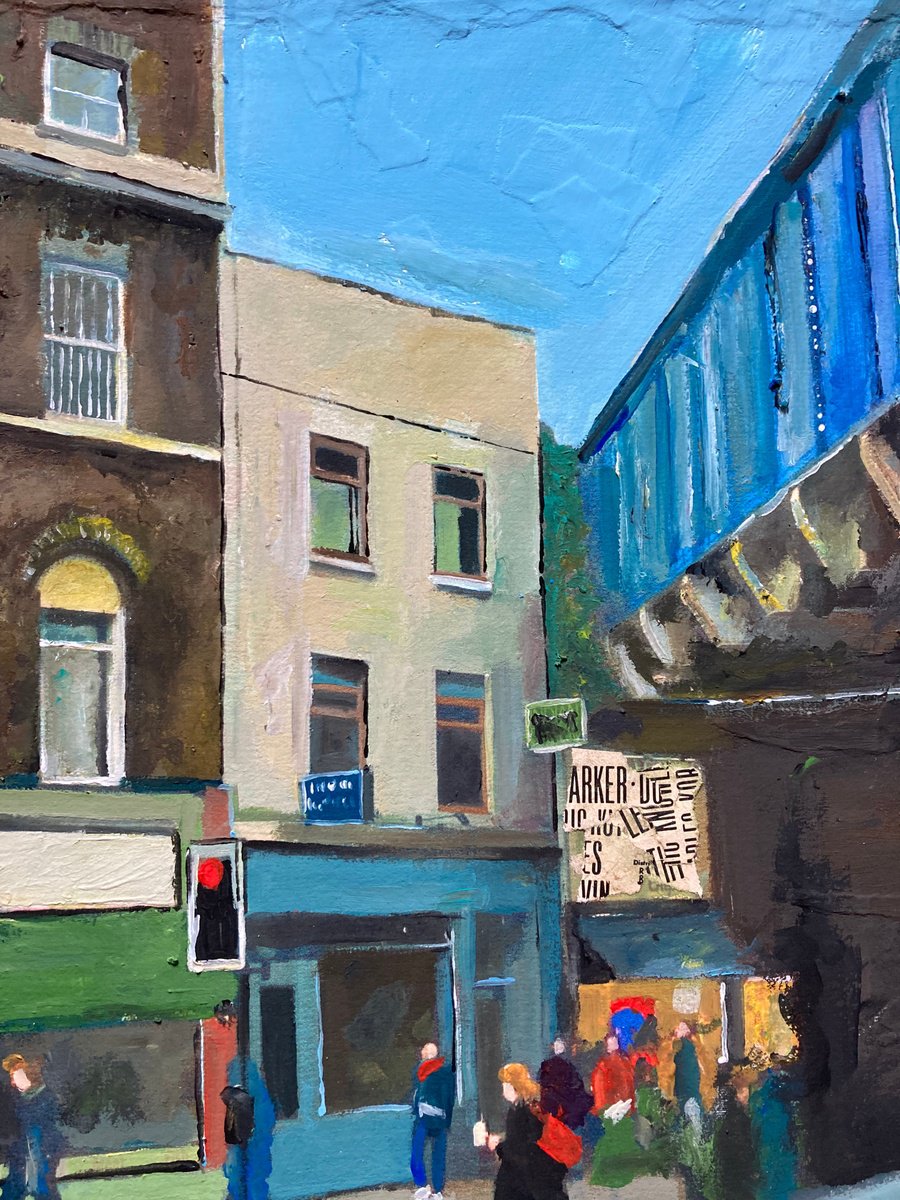 Photorealistic Cityscapes Acrylic Painting By Andrew Reid Wildman, 10 X 12, Waterloo, London, Saturday Morning, Artfinder