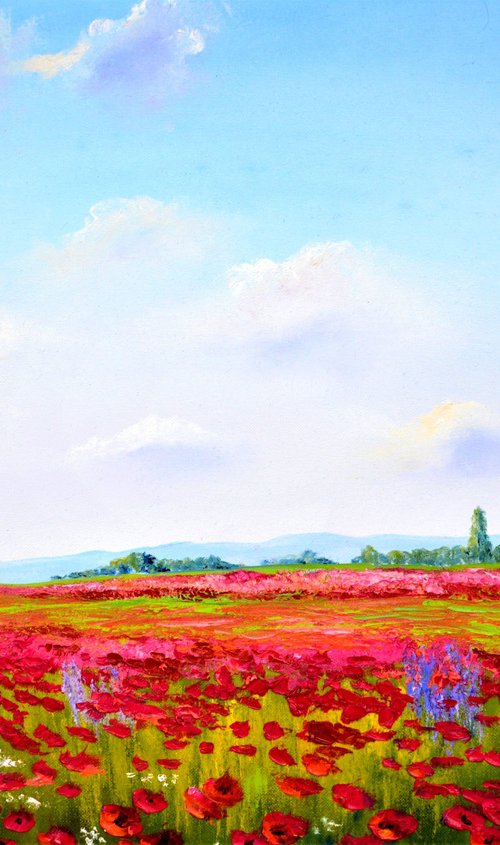 Impasto Poppies by Elena Lukina