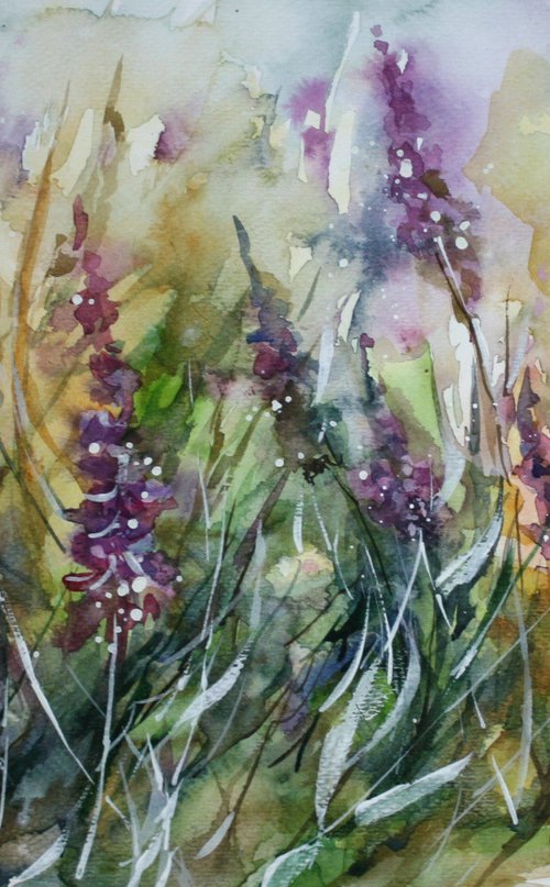 Original watercolor hand painting Wildflowers by Alina Shmygol