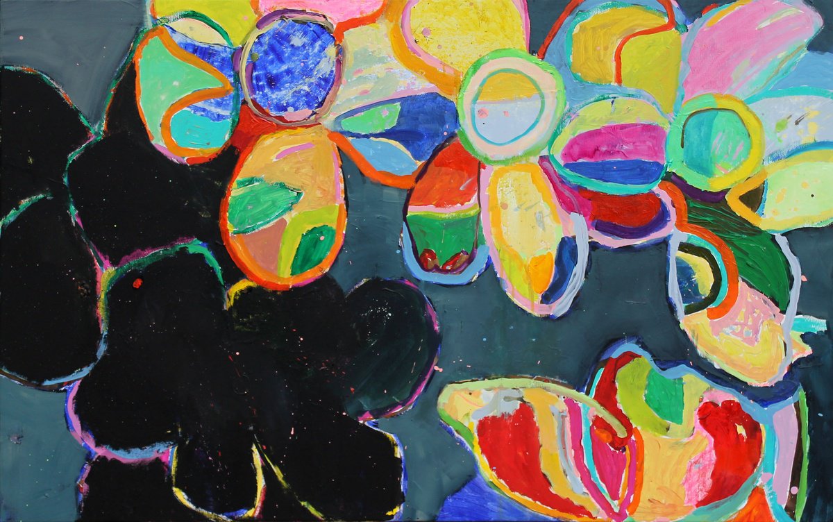 Organic Botanical Acrylic Painting By Sergiy Dekalyuk, 47 X 30", Composition 25. Life, Original Artwork