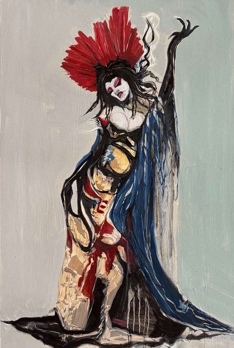 Illustrative Portrait Oil Painting By Lola Jovan, 12 X 18", Endure Beyond The Endurable, Original Artwork