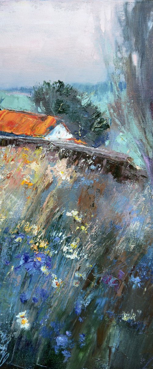 Rural landscape. Field grasses by Olha Laptieva