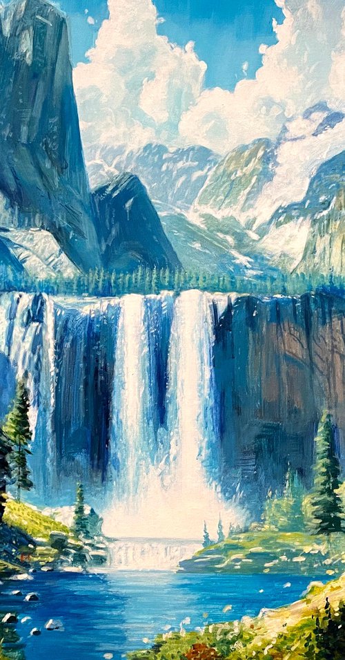 Waterfall in the Mountains by Paul Cheng
