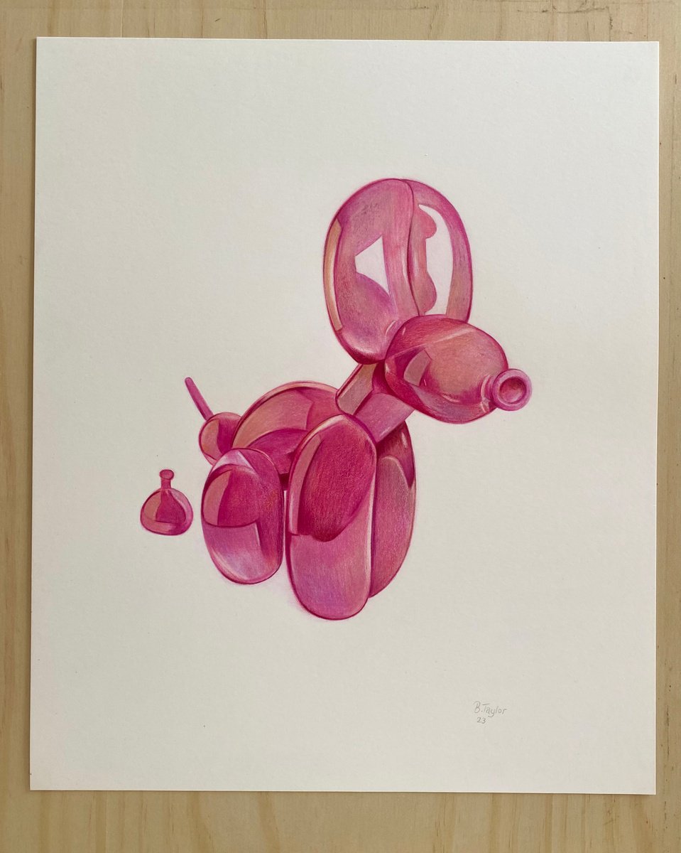 Bubblegum. Pink Balloon dog drawing by Bethany Taylor