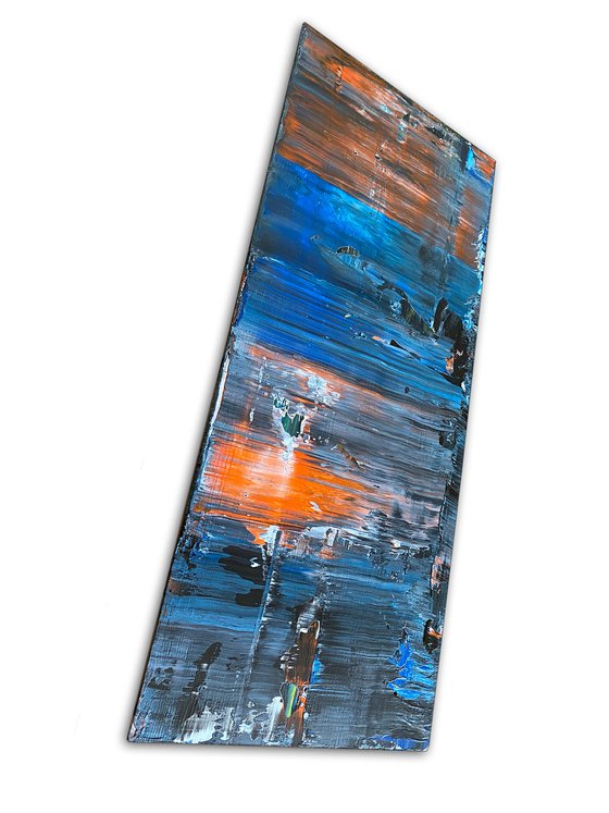 "Tower Of Ghosts" - FREE USA SHIPPING - Original PMS Abstract Acrylic Painting On Reclaimed, Upcycled Wood - 20" x 48"