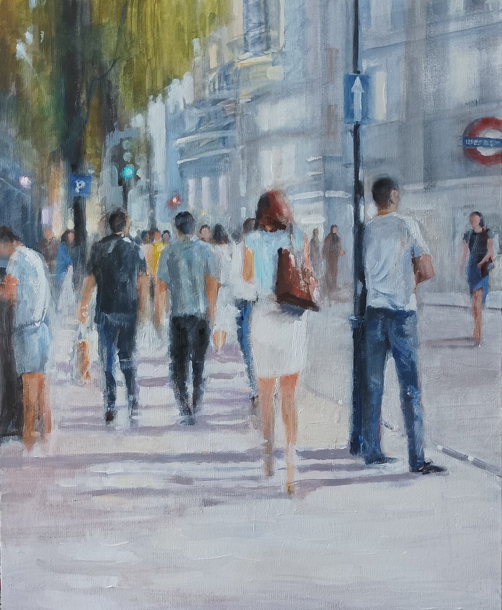 Impressionistic Portrait Acrylic Painting By Alan Harris, 16 X 20, Around London, Original Artwork