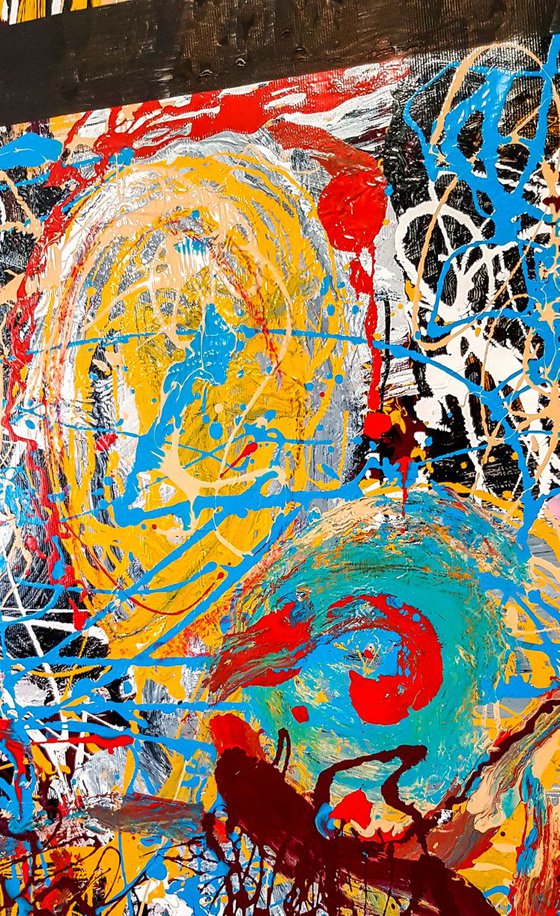 -Swing- Abstract expressionism JACKSON POLLOCK style enamel and oil on canvas.