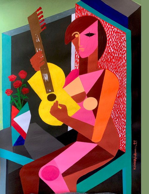 Woman with Guitar by Koola Adams