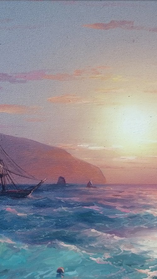 Inspired by Aivazovsky - Seascape(30x40cm, oil painting) by Mexak Xazaryan