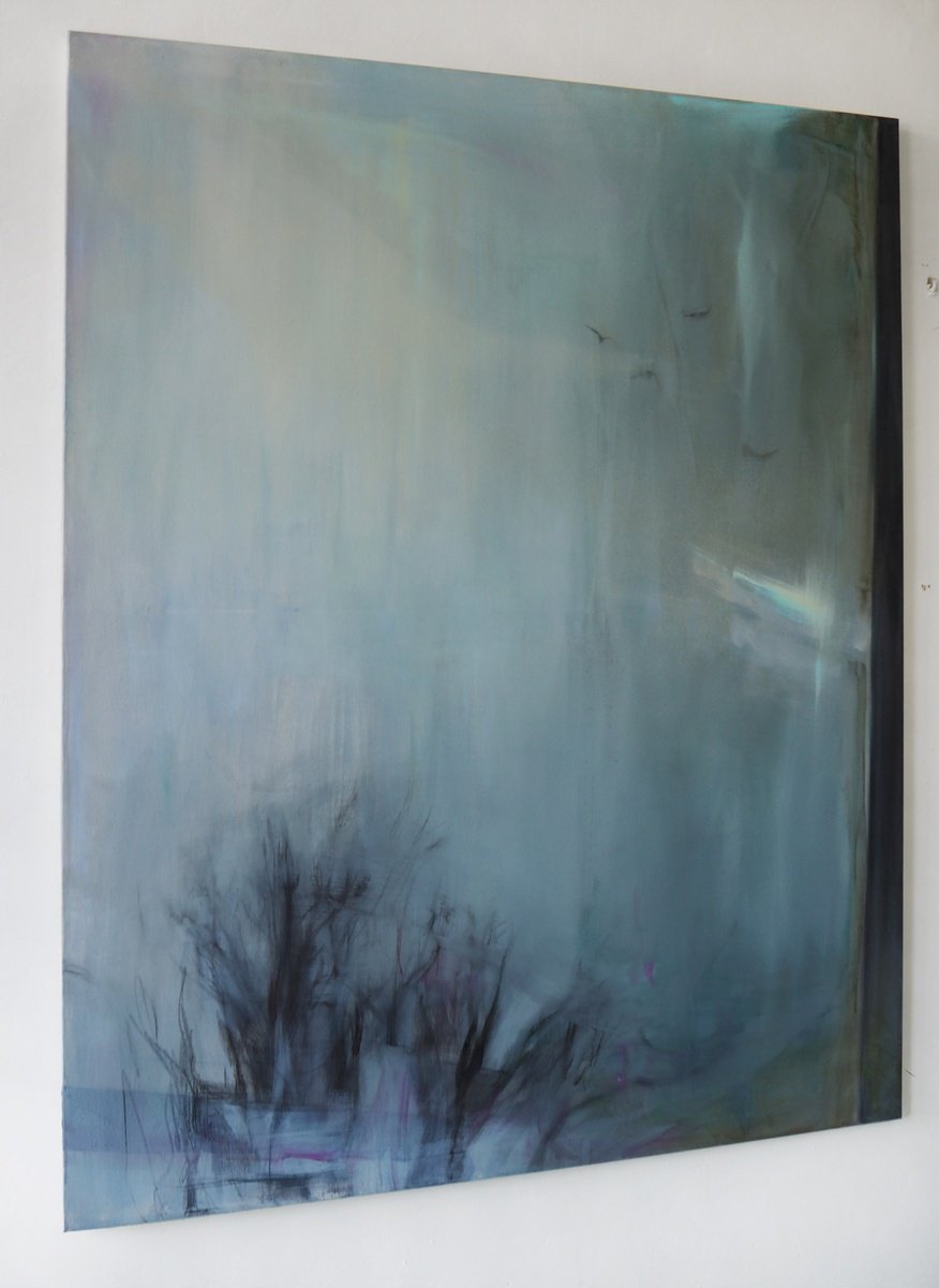 Expressive Landscape Oil Painting By Cynthia Gregorova, 43 X 59, To Fly, Original Artwork