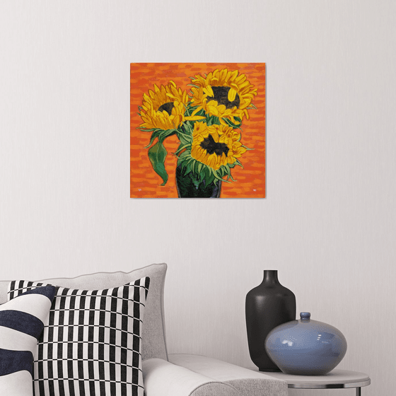 Three Sunflowers in a Vase