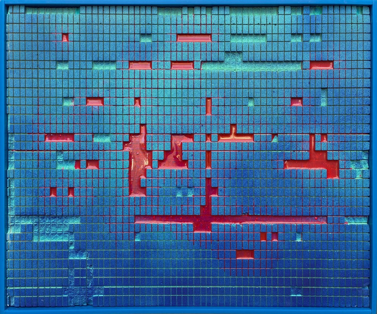 Geometric Abstract Painting By Peter Foesters, 24 X 20", The Anomaly, Original Artwork