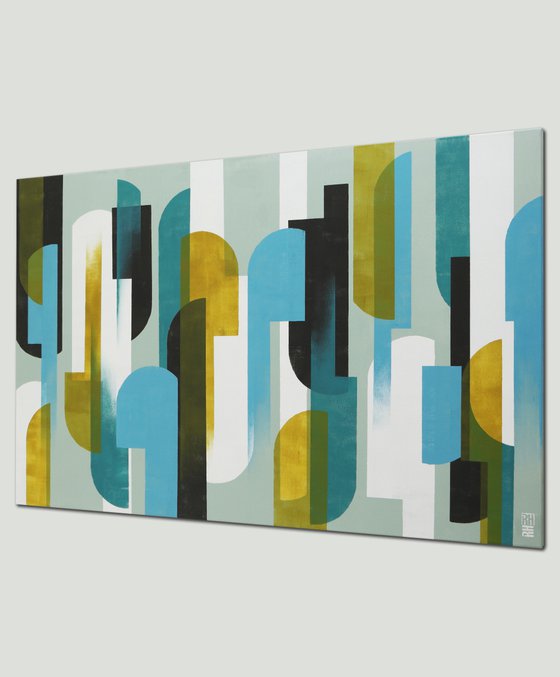 Traffic Blue & Blue XL - 140x90cm - Large Painting -  Abstract Canvas - 12J