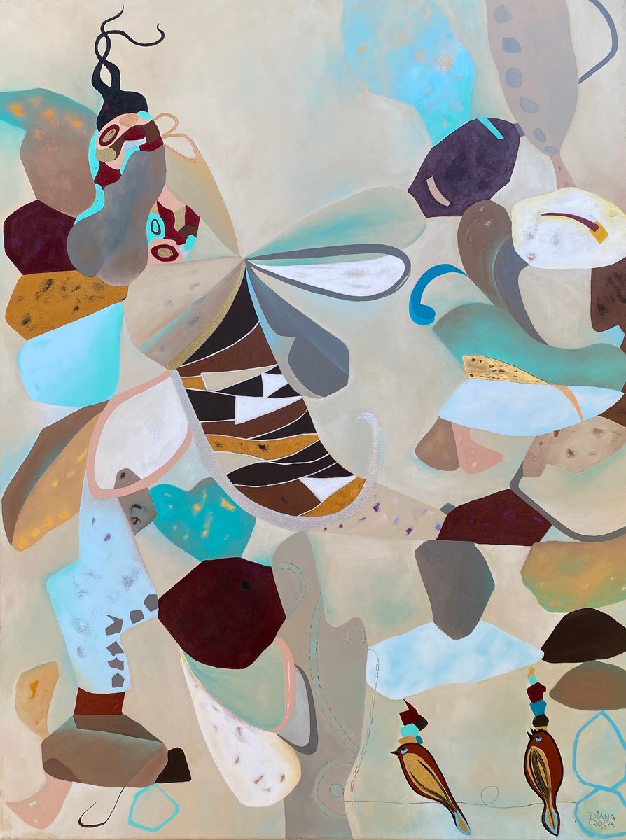 Abstract Acrylic Painting By Diana Rosa, 30 X 40, The Third Planet, Original Artwork