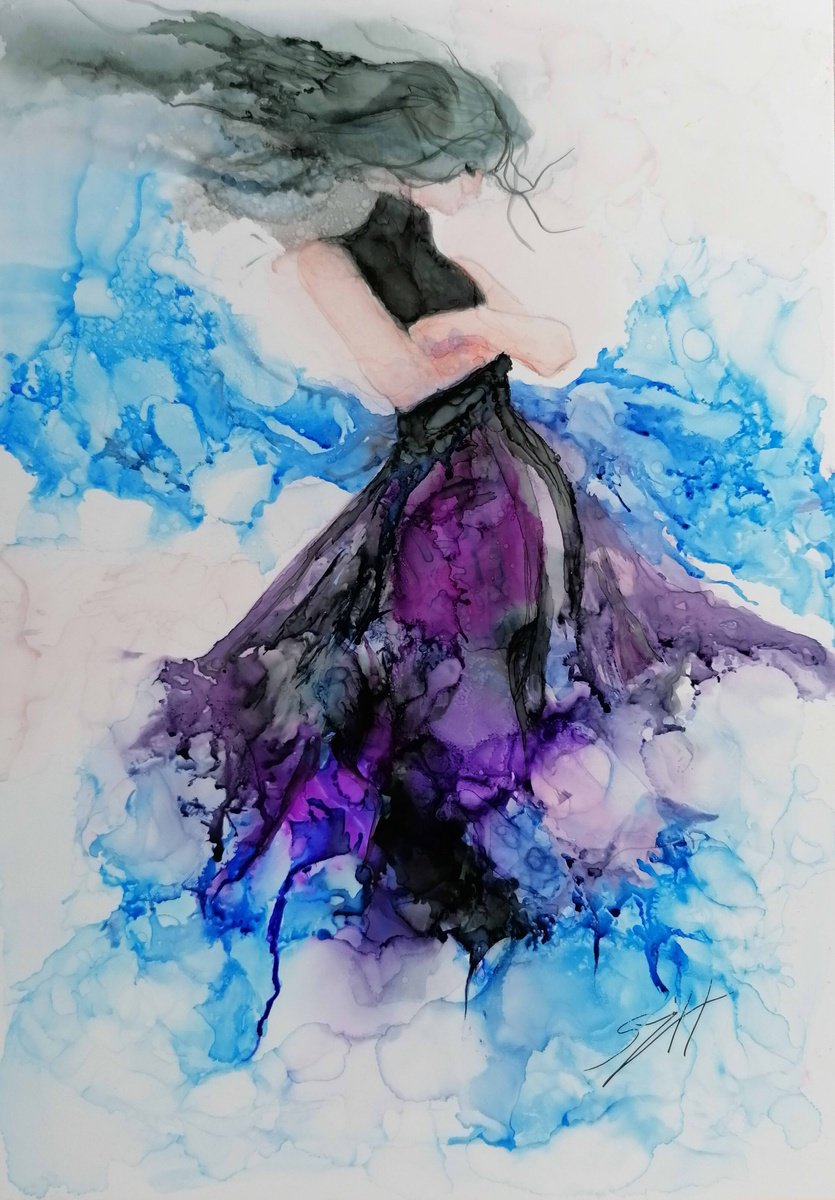 Organic Portrait Ink Drawing By Susana Z. Harris, 8 X 12", Irina, Original Artwork