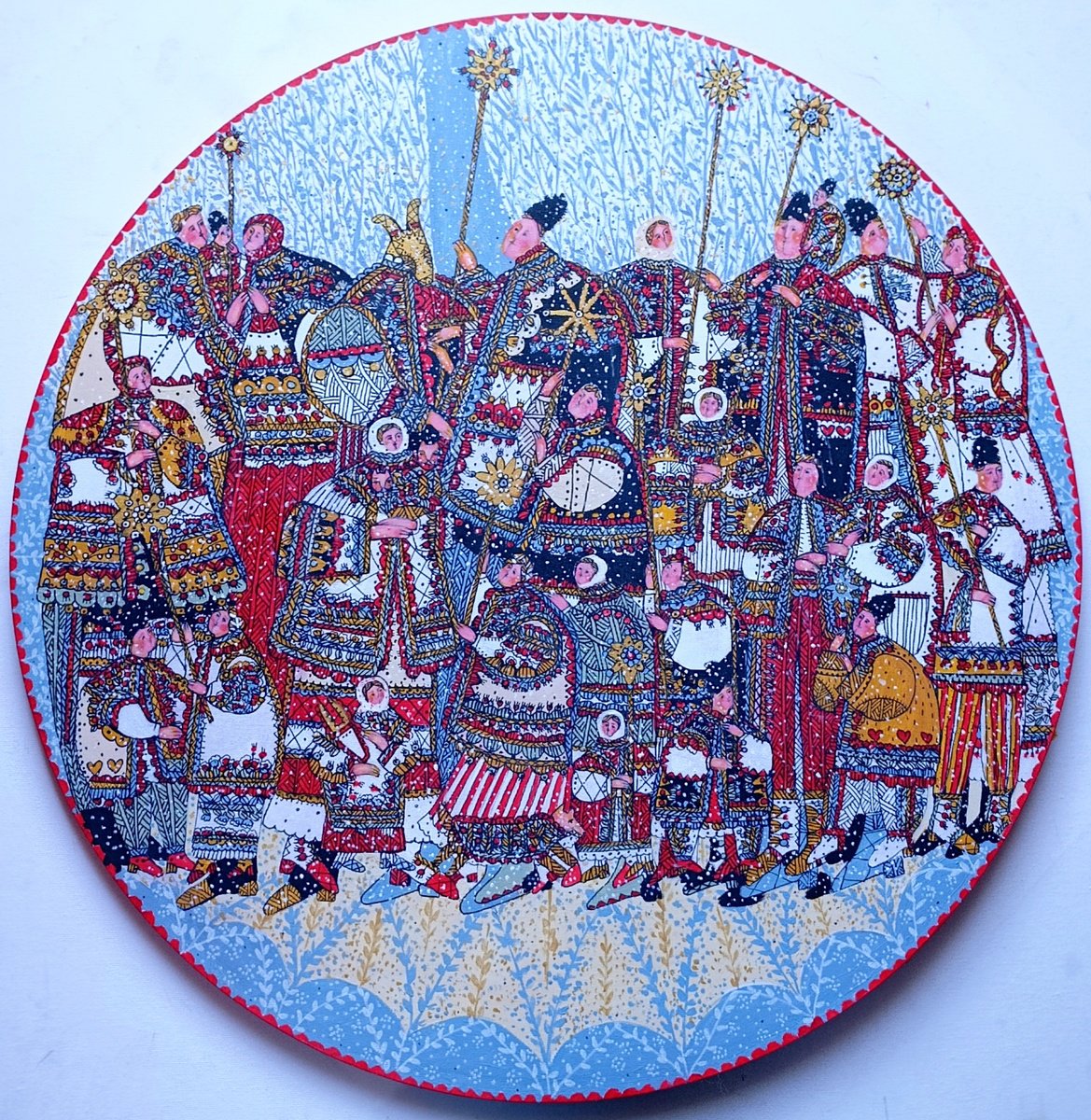 Naive Acrylic Painting , Christmas Holidays. By Tetiana Osadchuk, 23 X 23, Artwork For Sale On Artfinder