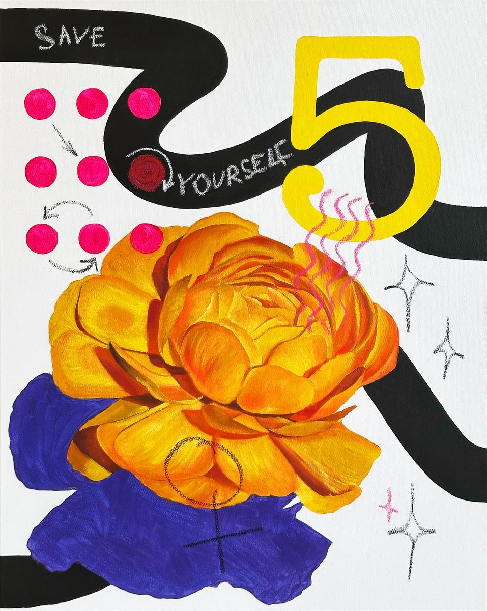 Botanical Oil Painting By Alena Sokolova, 22 X 28, Twelve Months, (5/12), Venus, Original Artwork