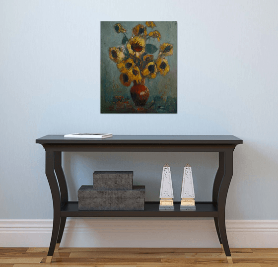 Sunflowers  50x60cm, oil painting, palette knife