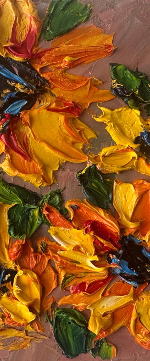 Sunflowers Deep impasto by Oksana Fedorova