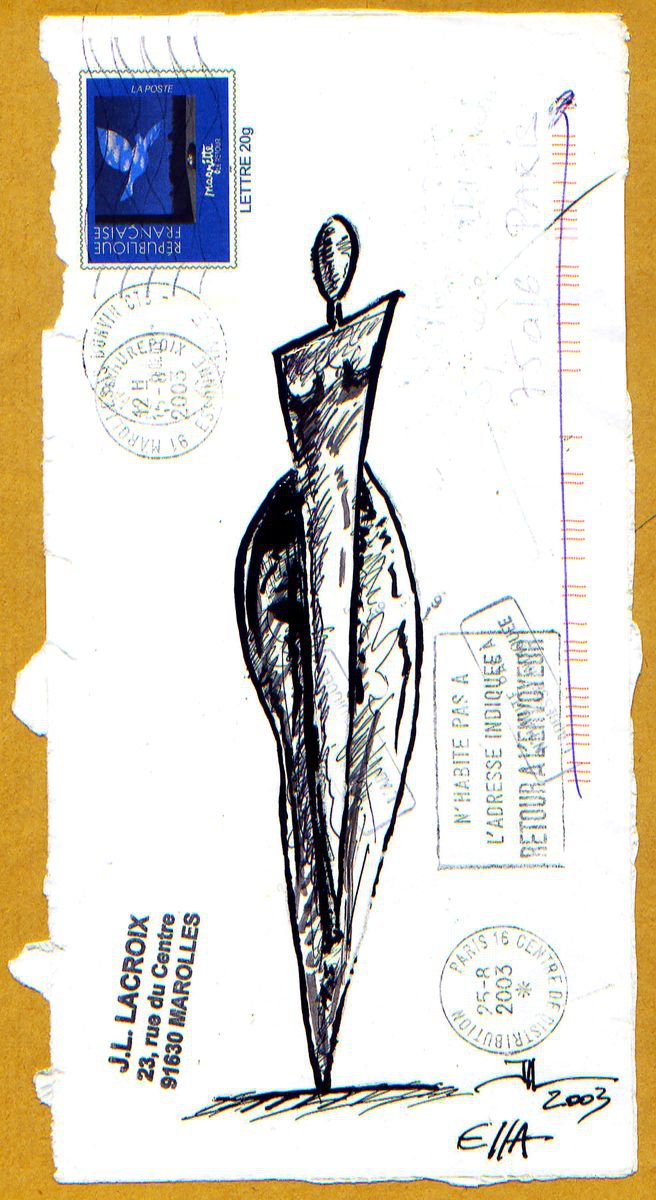 Ella, sketch of sculpture by Jean-Luc Lacroix