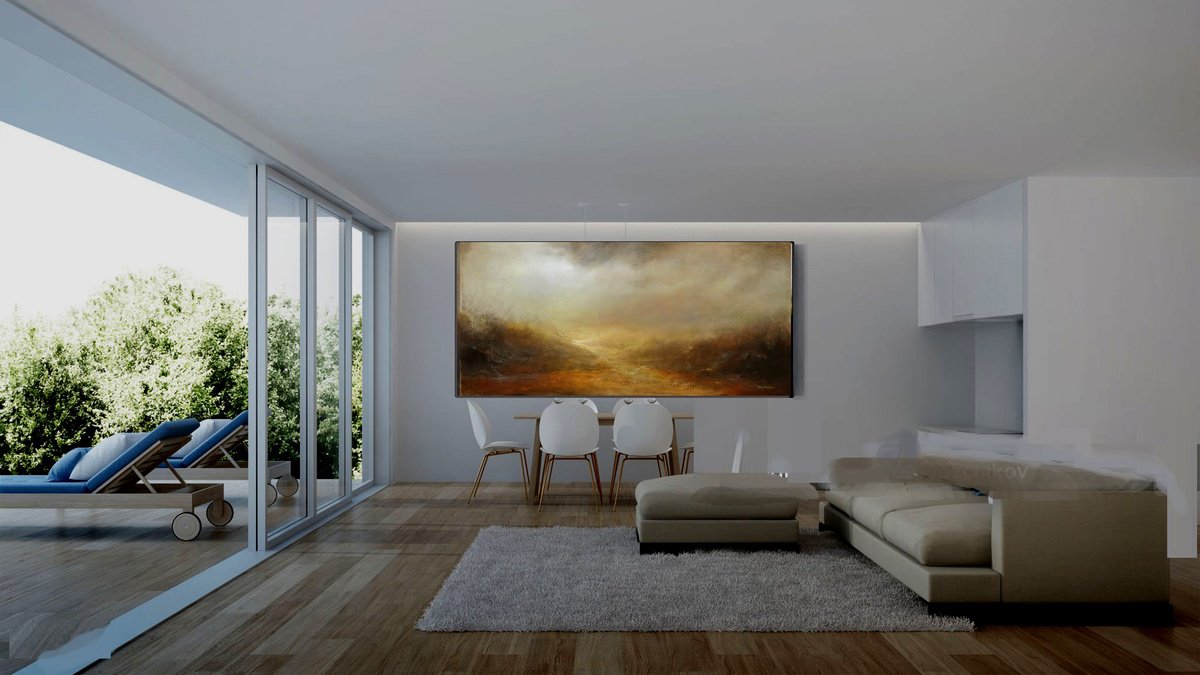 Organic Abstract Acrylic Painting By Vishalandra Dakur, 60 X 30", Jumping Waters, Original Artwork