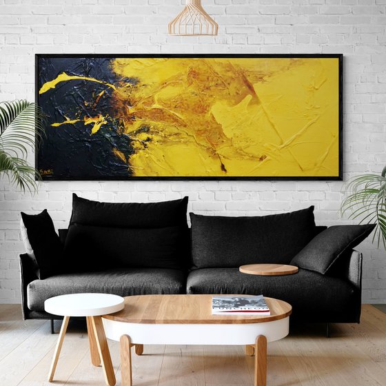 Golden Wildflower 200cm x 80cm Textured Abstract Art