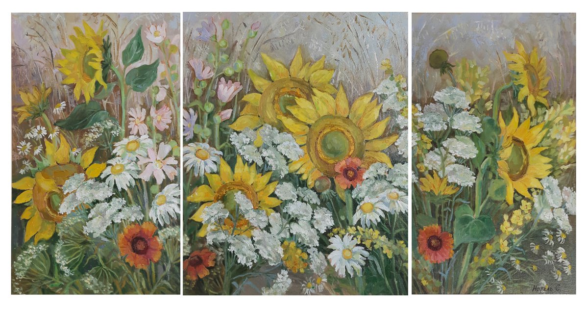 Sunflowers - Original oil painting (2019),framed by Svetlana Norel
