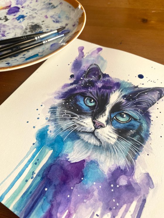 Colourful Cat Painting