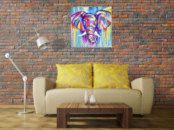 Colored elephant, 50x50 cm.