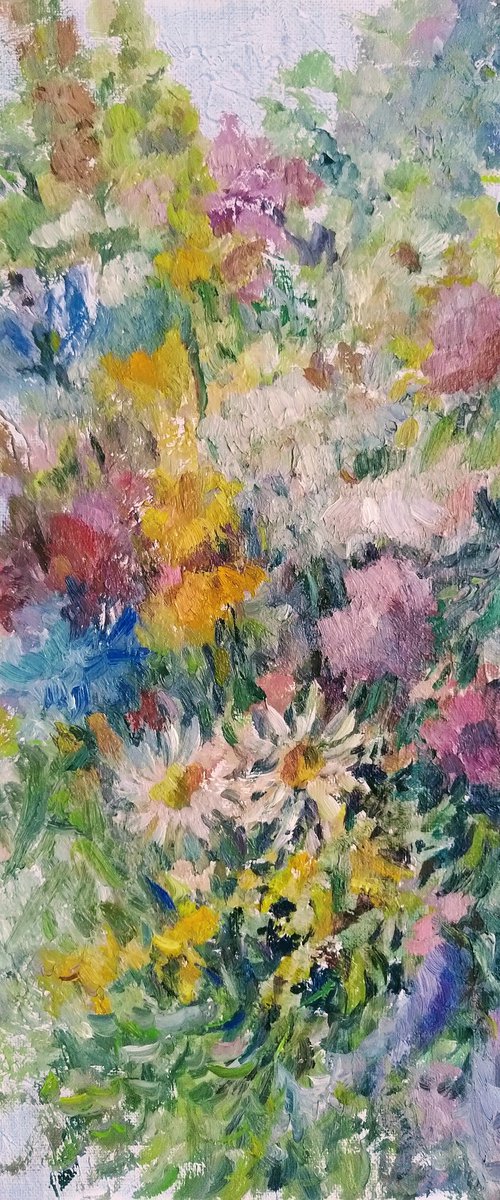 Fields flowers. Original oil painting. by Elena Klyan