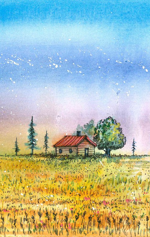 FIELD, SKY AND HOUSE - 2 by Denis Godyna