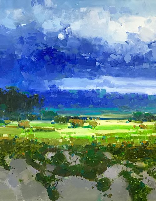 The Hill, Landscape oil painting, One of a kind, Signed, Handmade artwork, Ready to hang by Vahe Yeremyan