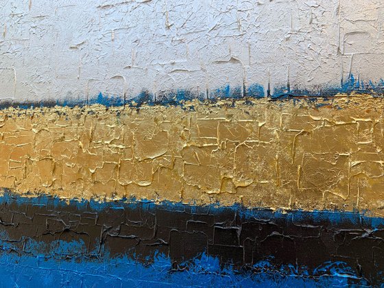 Blue Infinity - XL LARGE,  TEXTURED, GOLD LEAF ABSTRACT ART – EXPRESSIONS OF ENERGY AND LIGHT. READY TO HANG!