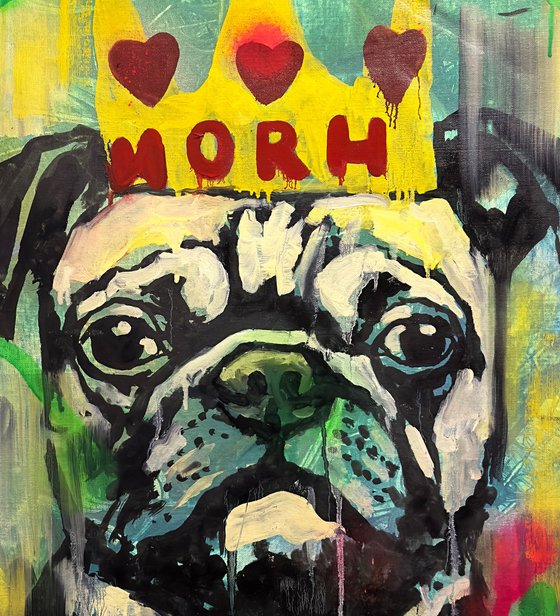 Noise of the Streets: Pug. 31.5 x 34.65in (80cm x 88cm)
