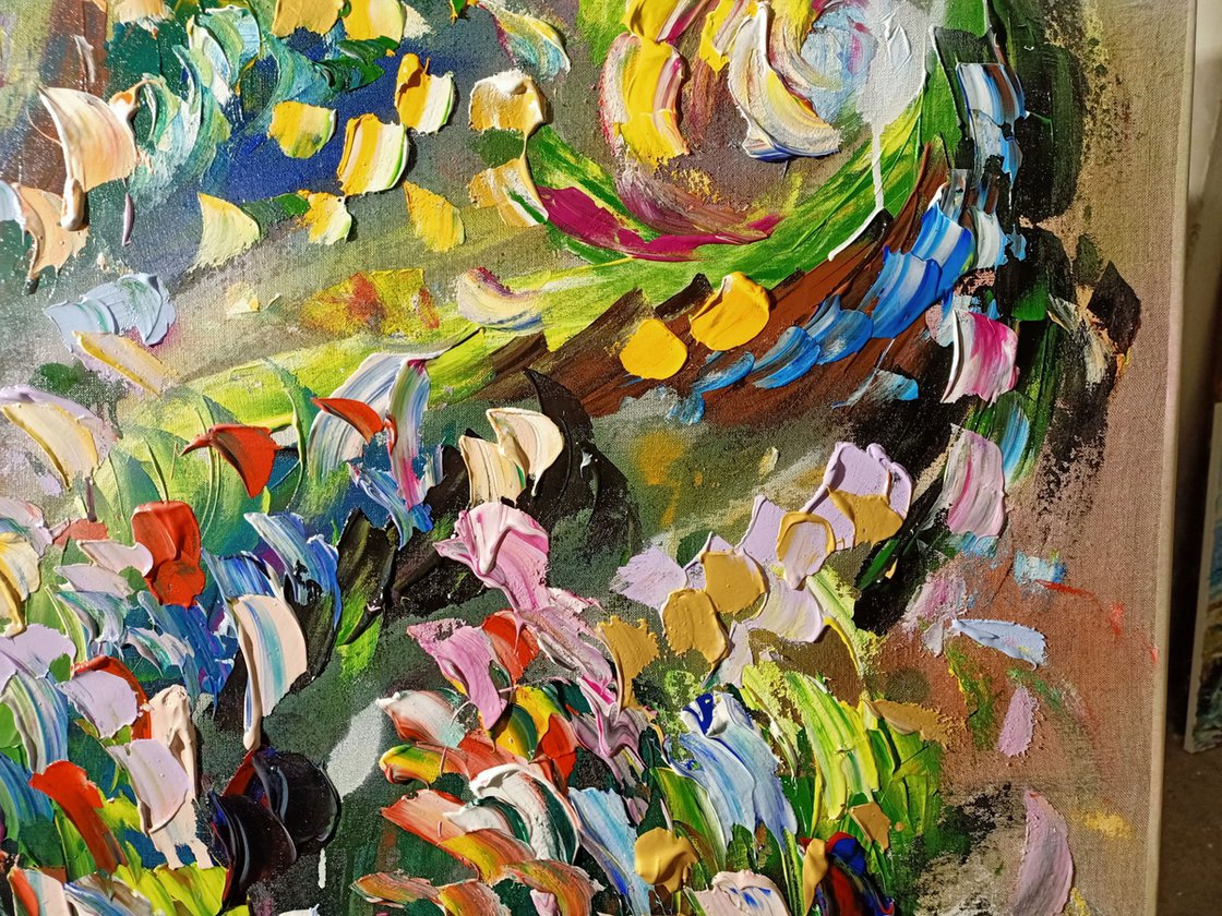 ▷ Sbocciano i fiori acrilico su puro lino grezzo by Antonino Puliafico,  2021, Painting