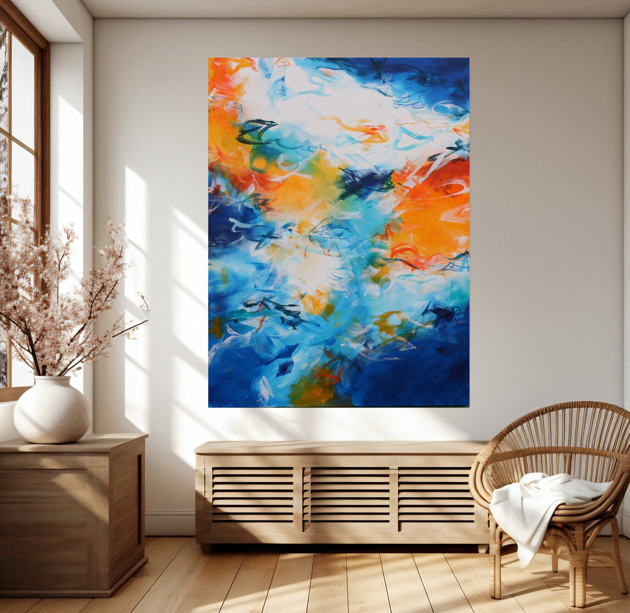 Organic Abstract Acrylic Painting By Susan Wooler, 36 X 48", Running Barefoot In The Grass, Original Artwork