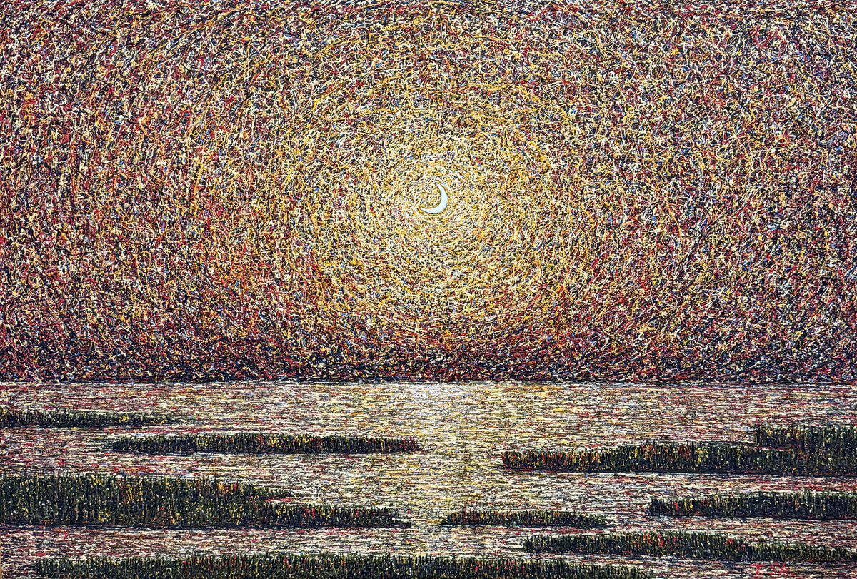  Crescent Moon Over Water By Tina Shyfruk, 24 X 16, Artwork For Sale On Artfinder