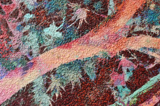 Oxidized burgundy tree leaves