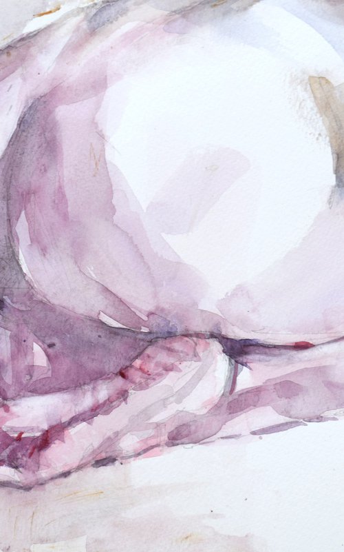 Curled up woman by Goran Žigolić Watercolors