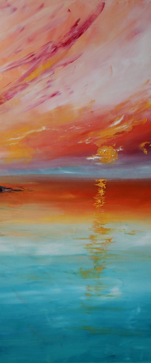 Peach sunset 50x70 CM by Anastasiia Novitskaya