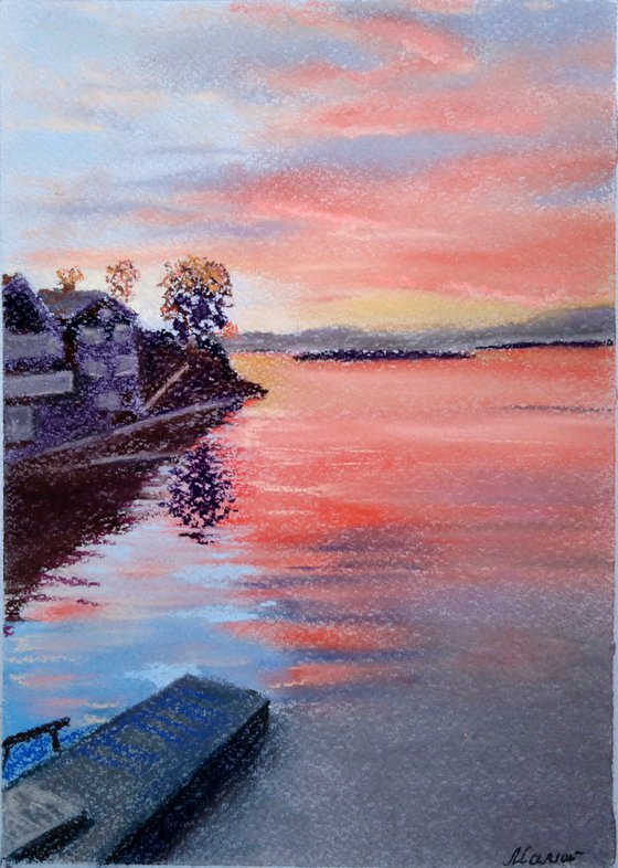 Summer Evening n the island - A pastel painting that will warm you with memories of a beautiful summer in winter