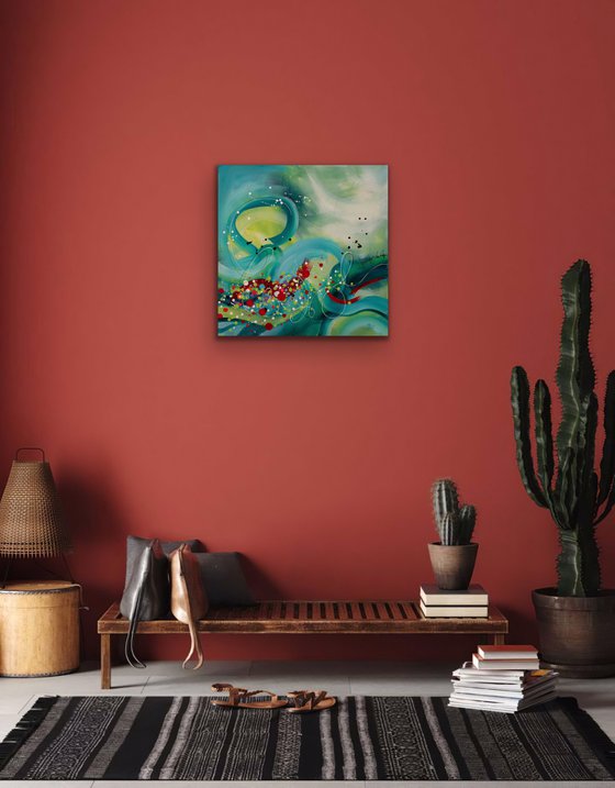 Ocean bloom 2 - Original bold abstract on canvas - Ready to hang