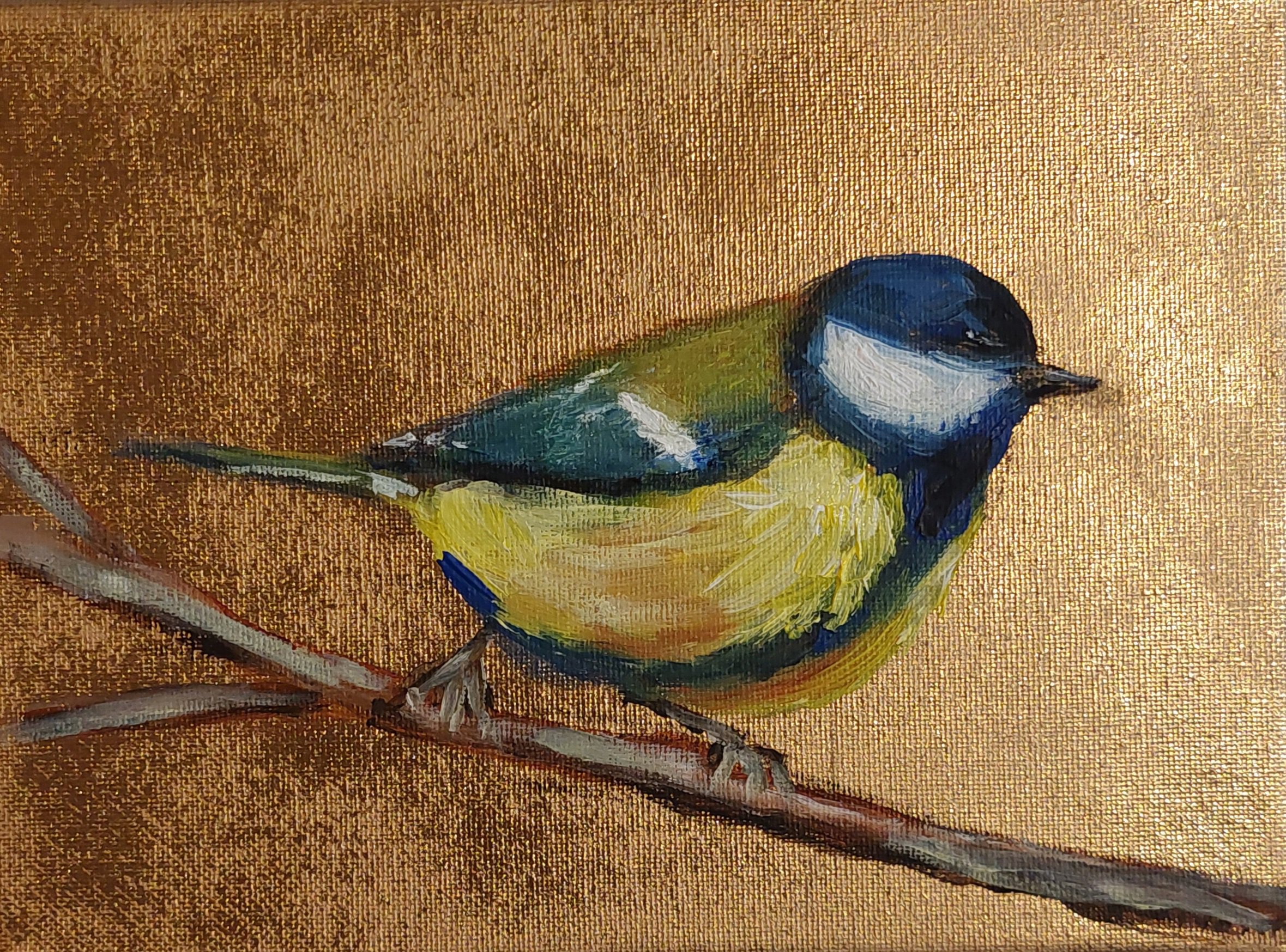 Impressionistic Animal Painting By Els Driesen, 9 X 7, The Great Tit, Original Artwork